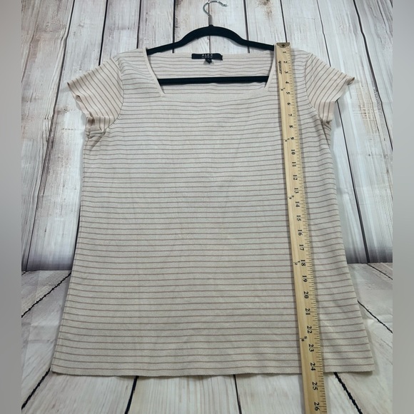 Alex Marie Square Neckline, Cream/Stripe, Ribbed Sweater. Size Large. - Picture 7 of 8